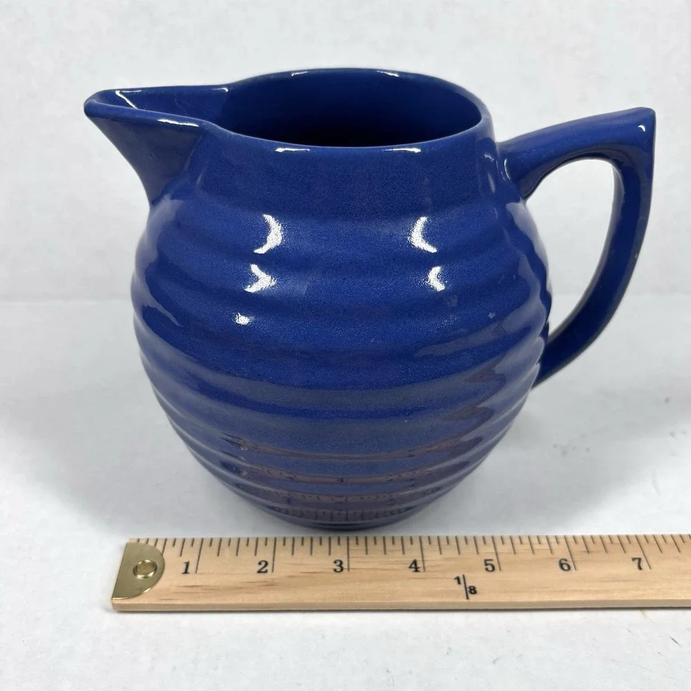 RARE Bauer Ringware‎ Beehive Cobalt Blue Pitcher 5.5